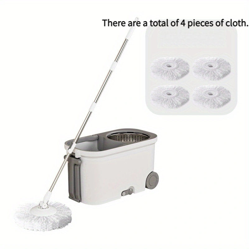 Rotary Mop and Bucket Set with Dual-Drive System, 4 Replacement Heads, Easy Clean