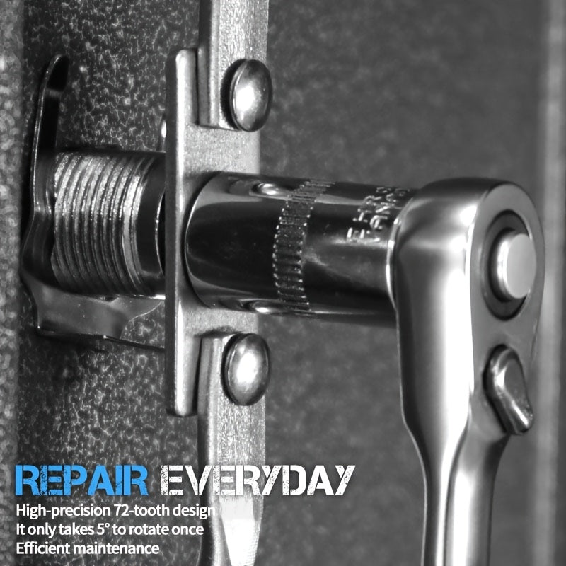 Mini Ratchet Wrench 1/4 Inch Drive Steel Compact Tool for Small Spaces