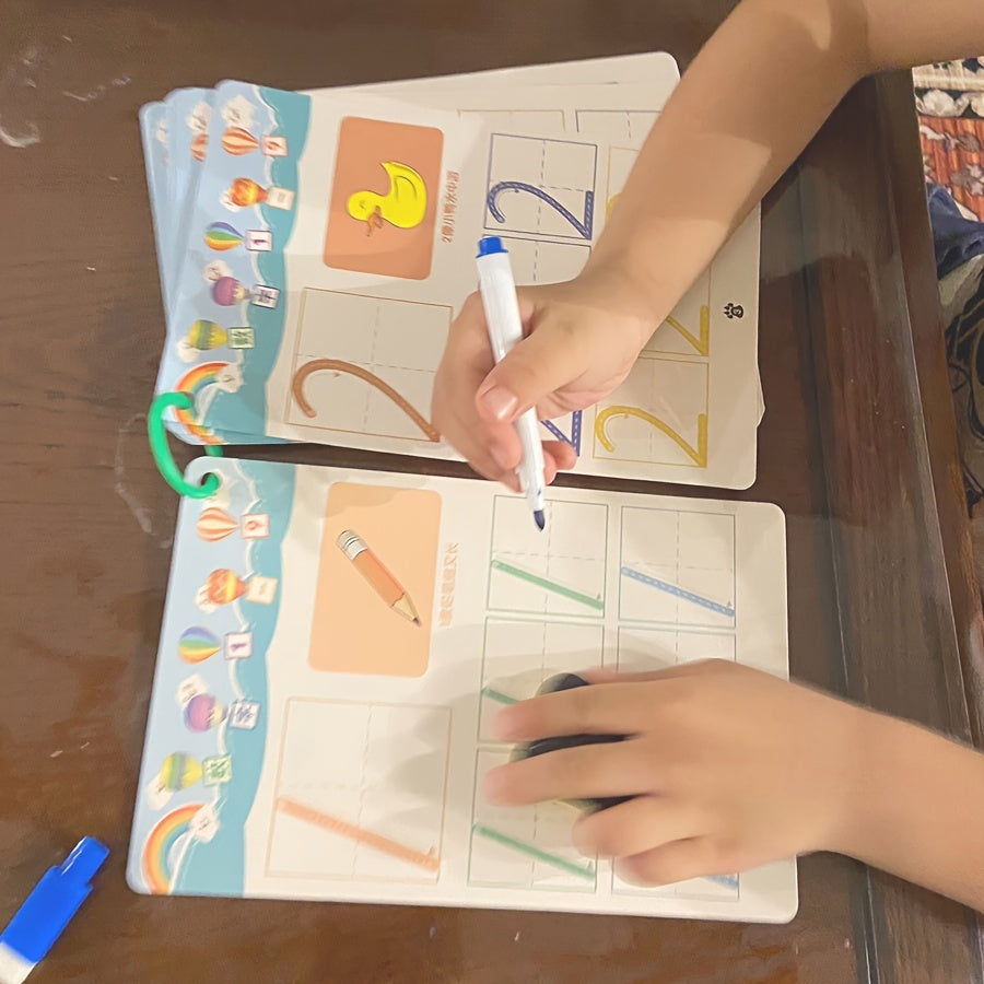 Children's Practice Notebook for Early Writing Number Letter Drawing Green 32 Pages