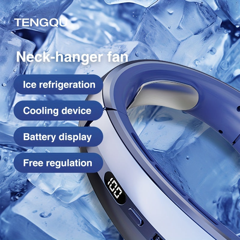 Portable Neck Fan with Adjustable Speed, USB Charging, LED Display