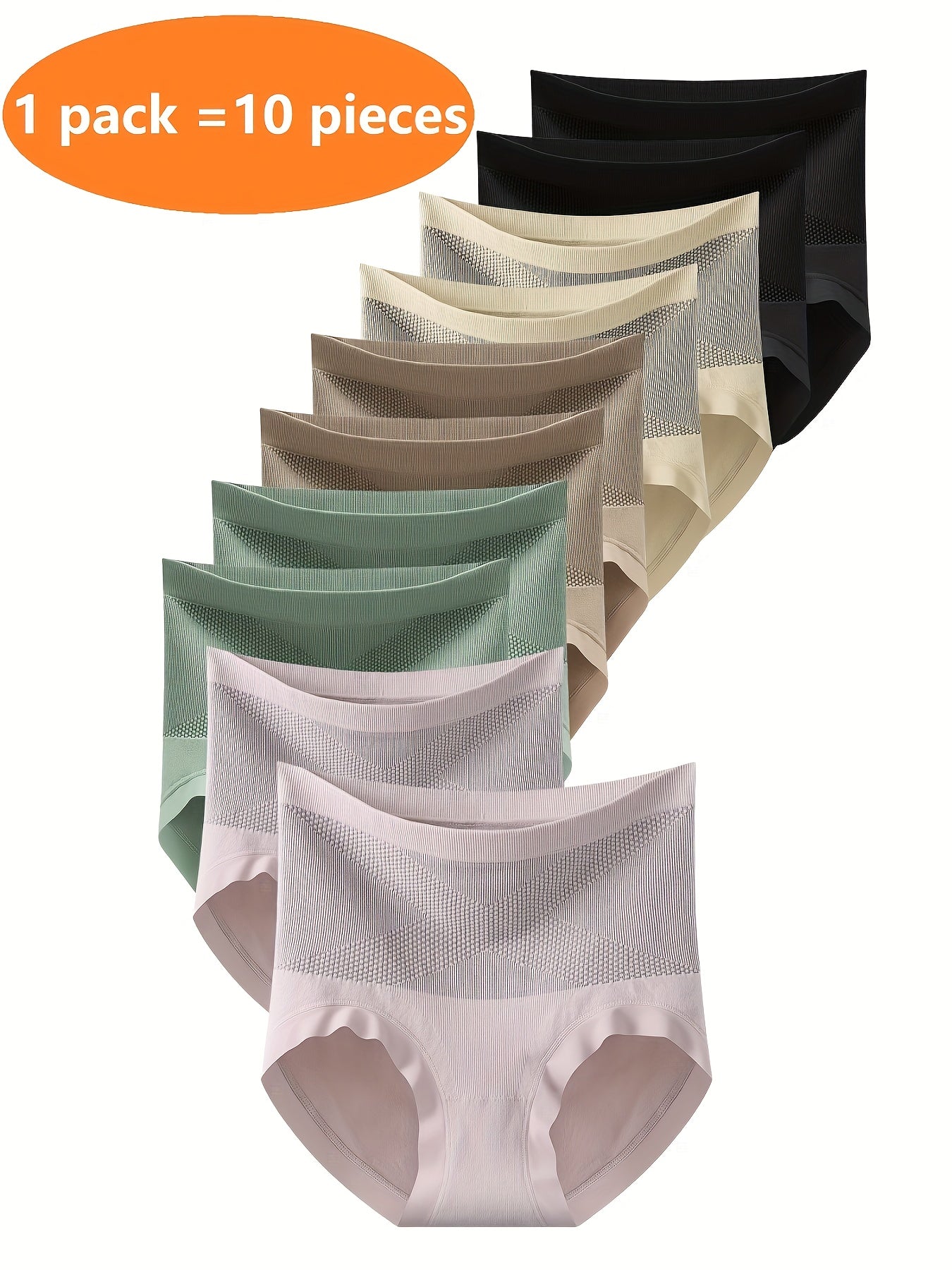 Women’s High-Waist Seamless Shapewear Briefs in Polyamide Knit Fabric Set of 10 S-XXXL