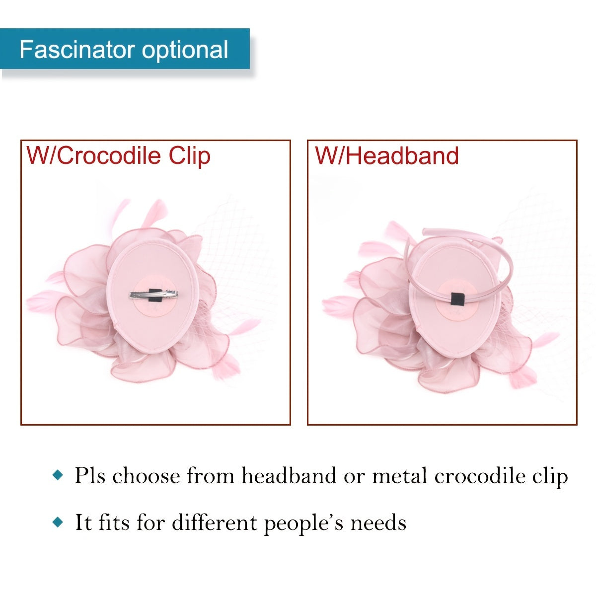 Women's Fascinator Hat with Flower Mesh Feathers Hair Clip for Wedding Tea Party