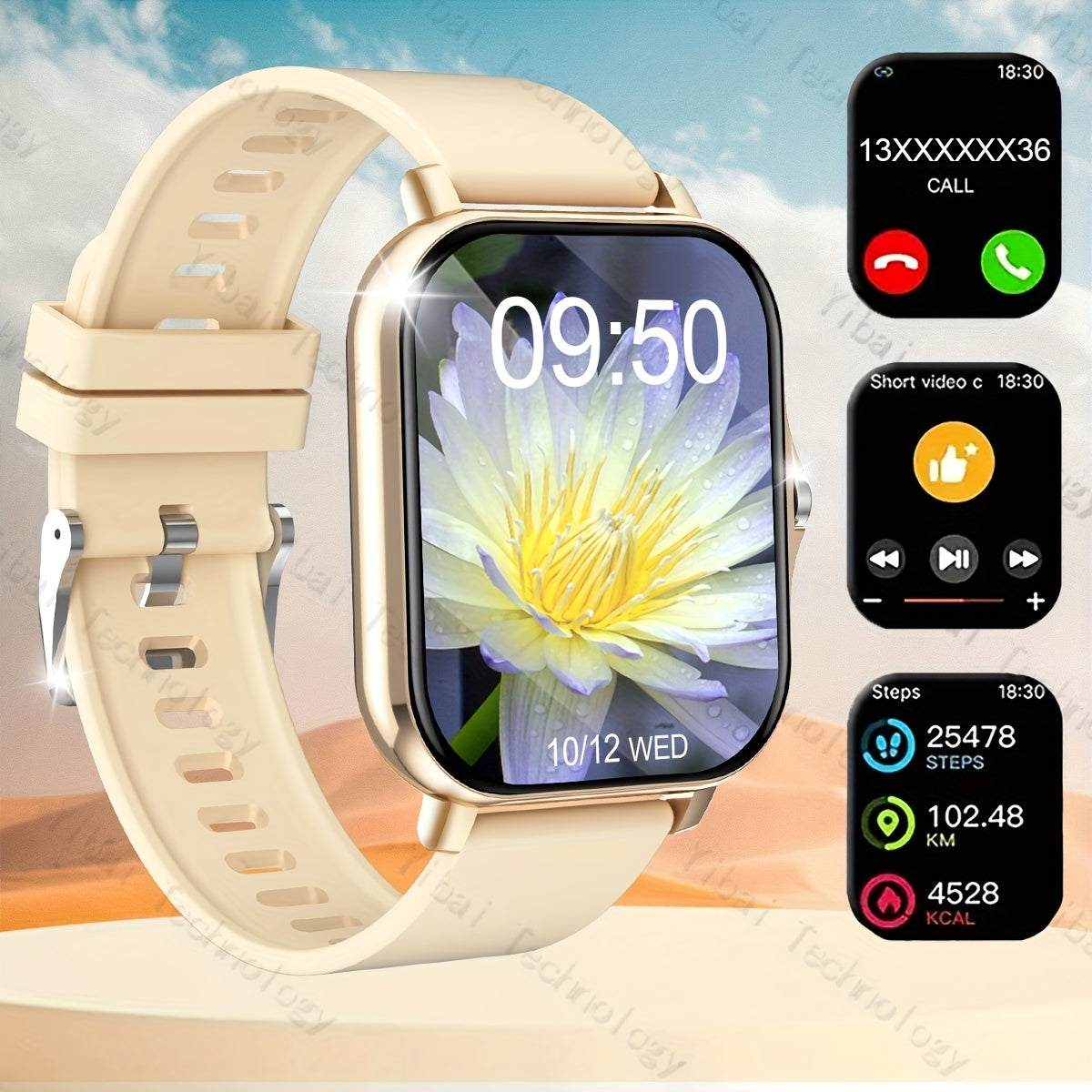 Smart Watch for Men and Women 1.83-Inch HD Screen Fitness Tracker Voice Assistant Sports Watch