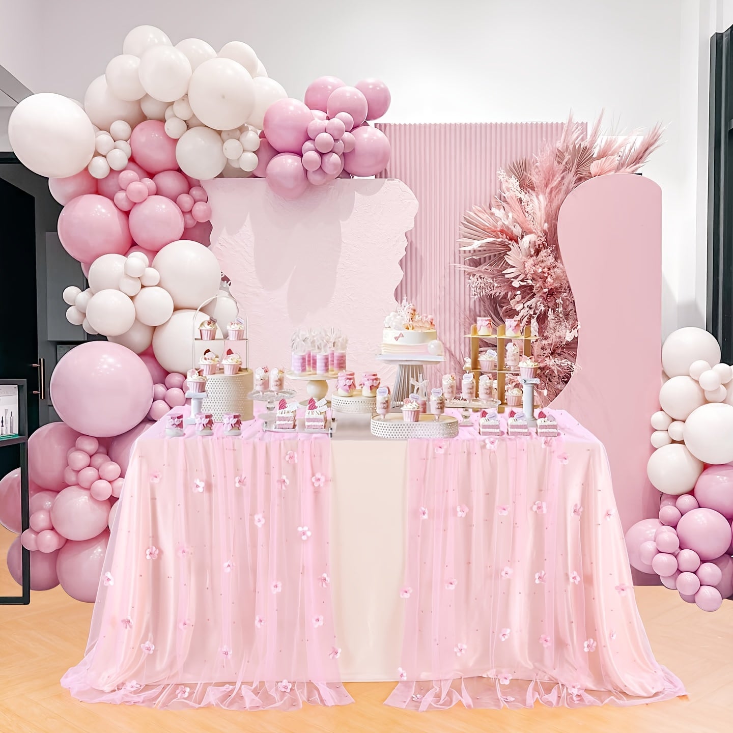 Camino de mesa de tul con perlas para bodas y fiestas, 72 pulgadas