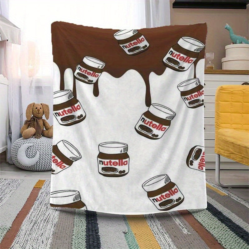 Flannel Fleece Blanket with Nutella Print Digital Design for All Seasons