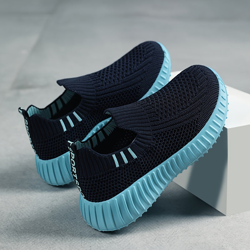 Girls Slip-On Sneakers All-Season Solid Knit Casual Outdoor Running Training