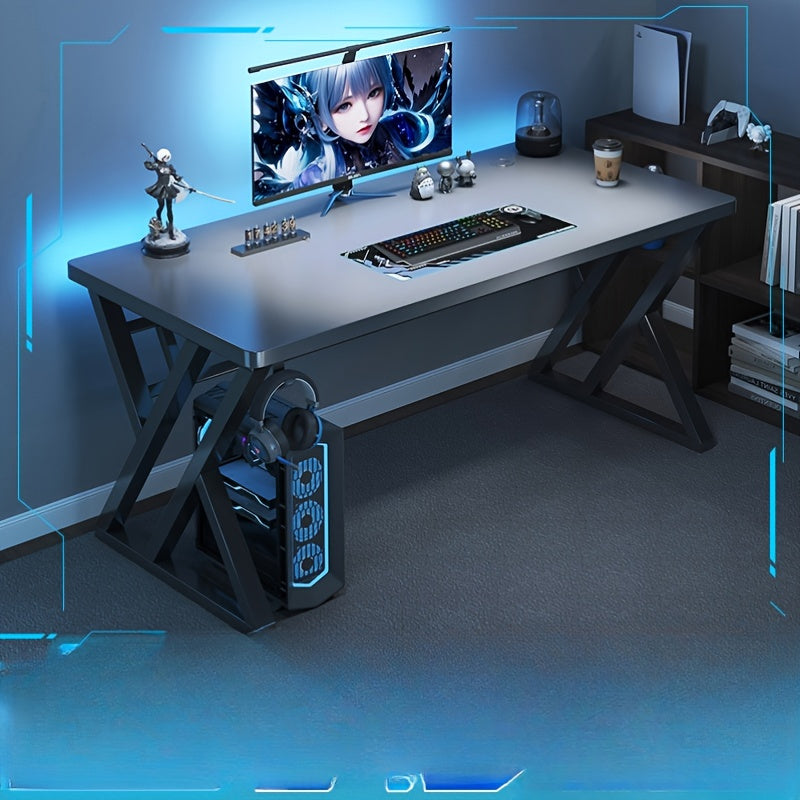 White Wooden Desk for Gaming Work and Study Sturdy Multi-Functional Home Office Table