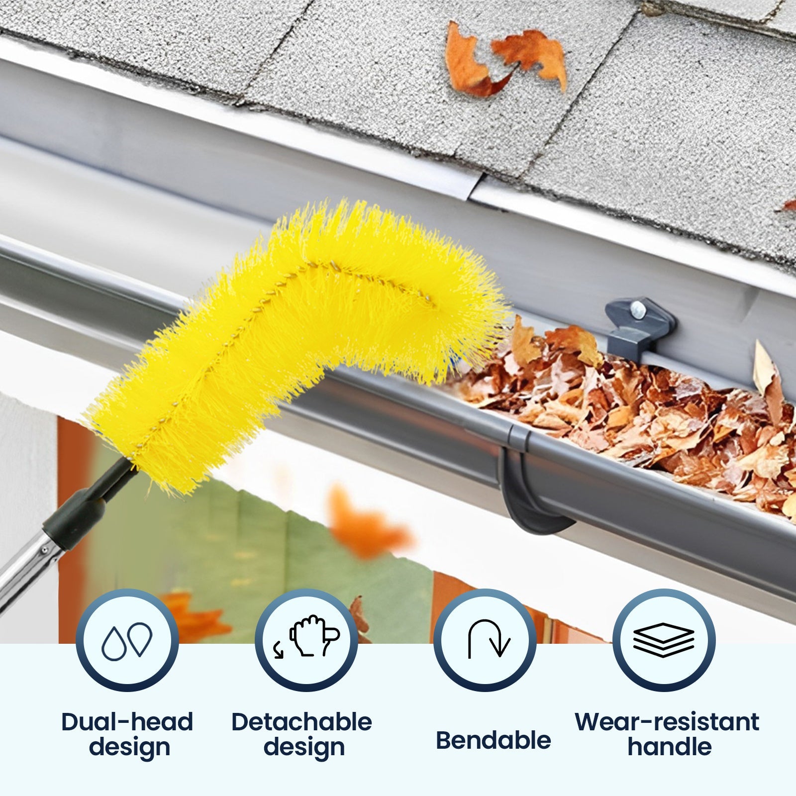 Телескопический набор щеток для очистки водостоков с выдвижной рукояткой для удаления мусора