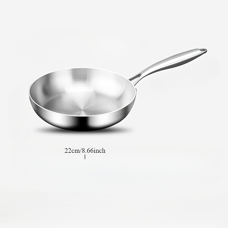 304 Stainless Steel Frying Pan Nonstick Uncoated for Gas Induction Stoves
