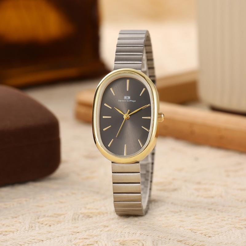 Stylish Forest-Themed Oval Dial Wristwatch for Students with Steel Strap