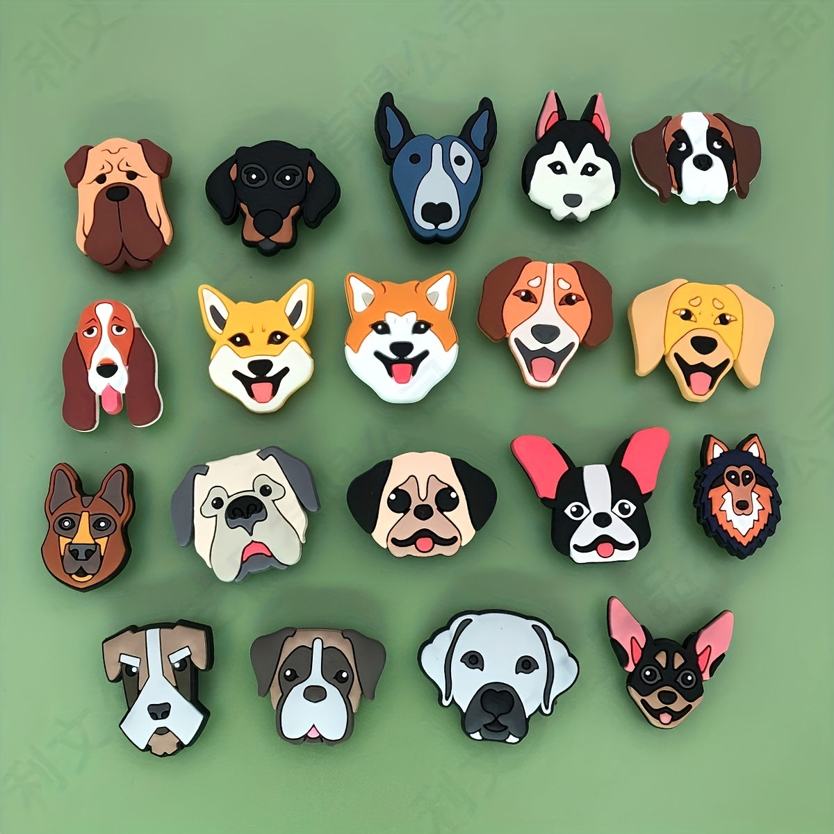 39 Pcs Vibrant PVC Dog Charms for Sandals, Assorted Cartoon Canine Designs