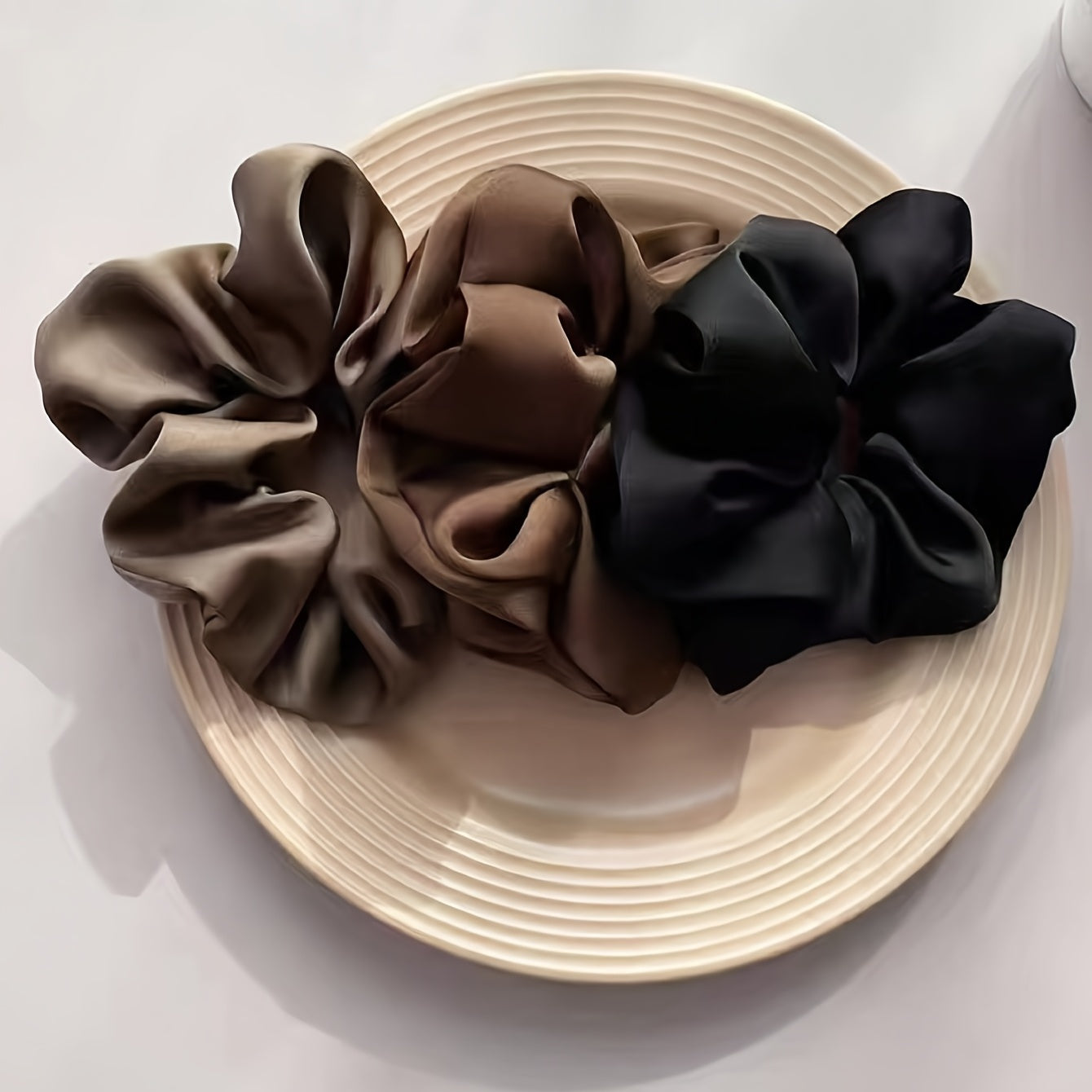 Women's Satin Hair Scrunchies Soft Hair Ties for Sleep Ponytails, 3-Pack