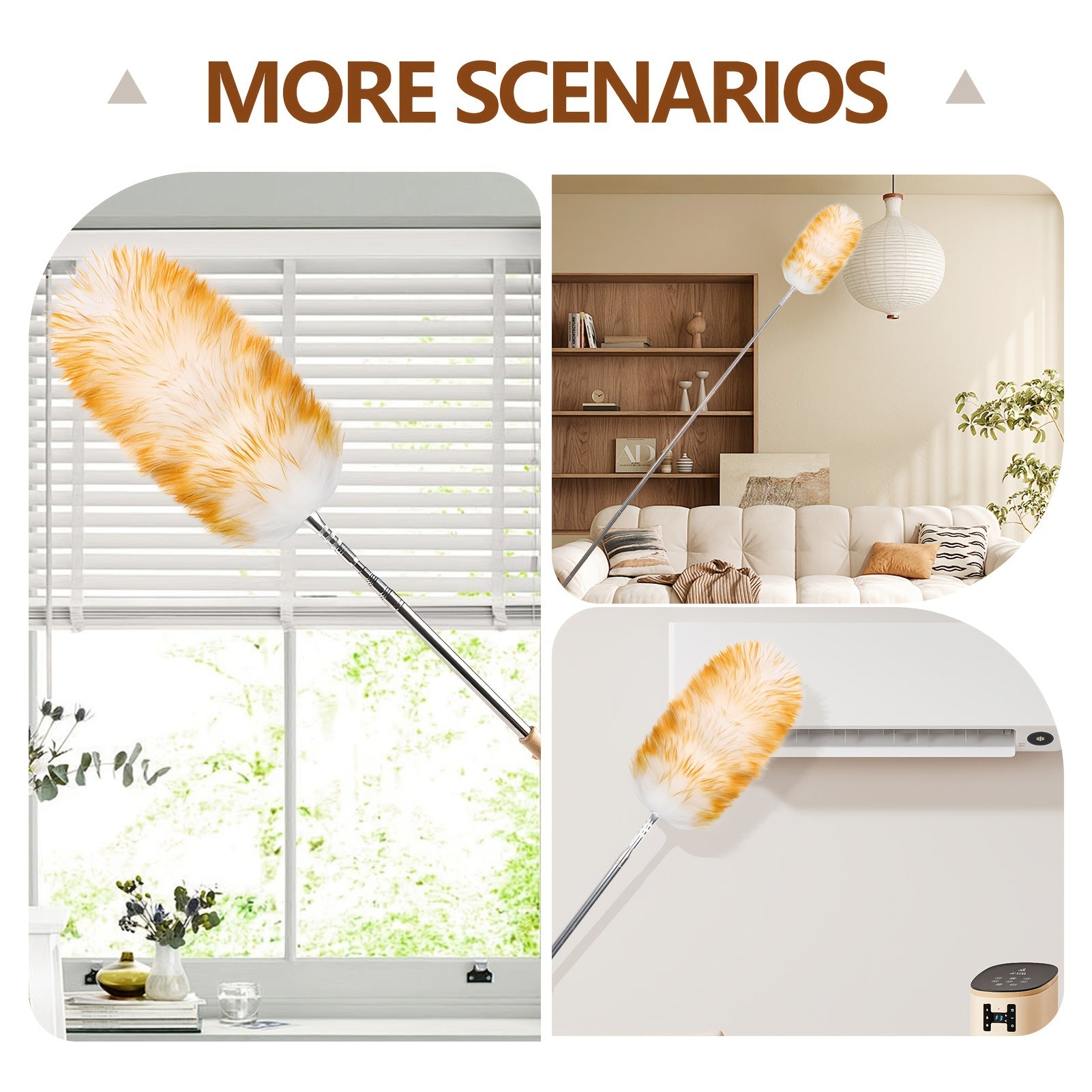 2-Pack Wool Duster Set with Extendable Handle for Ceiling Fans and Furniture