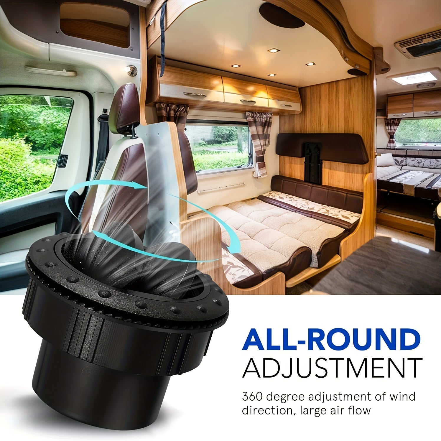 60mm Black Gray Round Car Ventilation Outlet ABS Plastic for RV ATV Bus Electric Vehicle