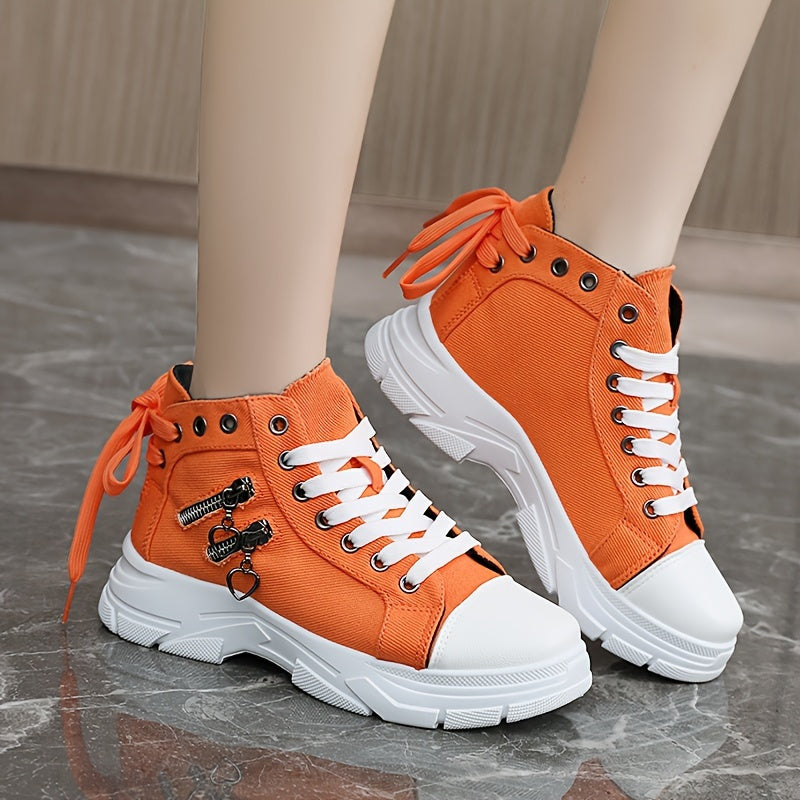 Женские повседневные высокие ботинки на шнуровке с боковой молнией, толстая подошва, весна-осень