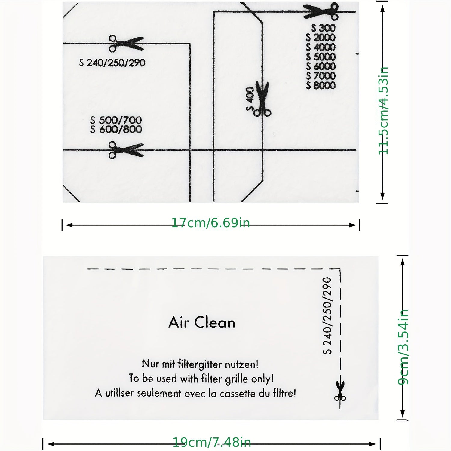"O'rnini bosuvchi havo filtrlar va motorni himoya qiluvchi filtrlar S200-S899, S2000-S8999, Classic C1, Dynamic U1, Compact C1/C2 va Complete C1/C2/C3 kabi to'plam va vertikal changyutgich modellari uchun qulay 5-dan iborat to'plamda mavjud."