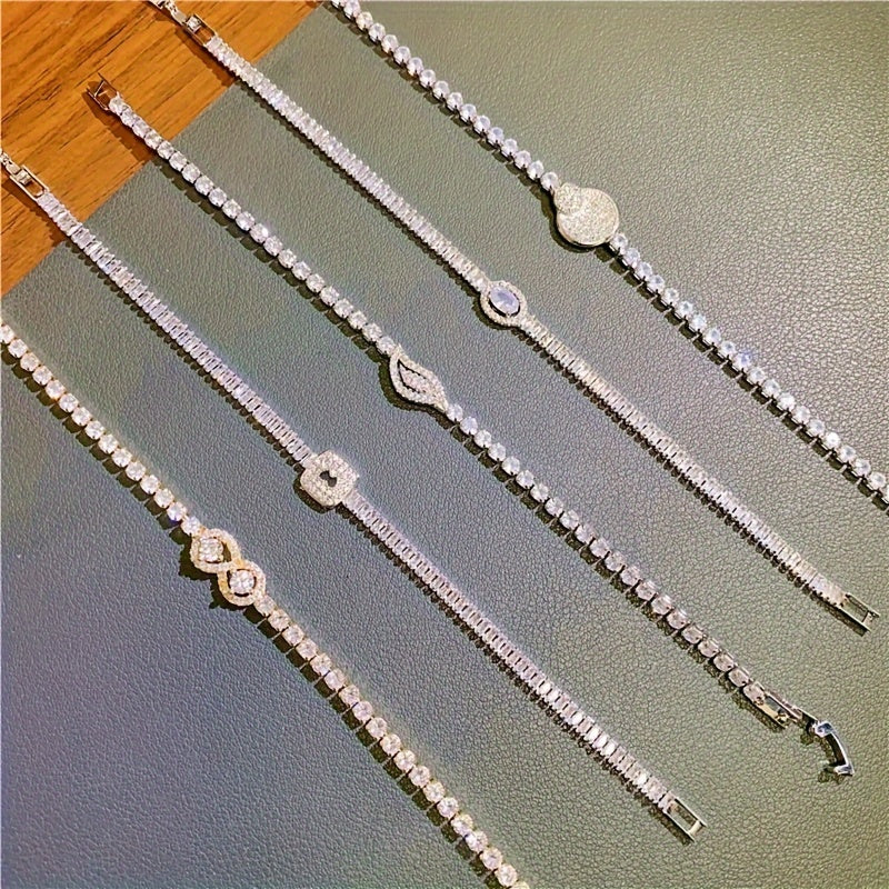 Women’s Cubic Zirconia Bracelet Set with Synthetic Gemstones and Copper Finish