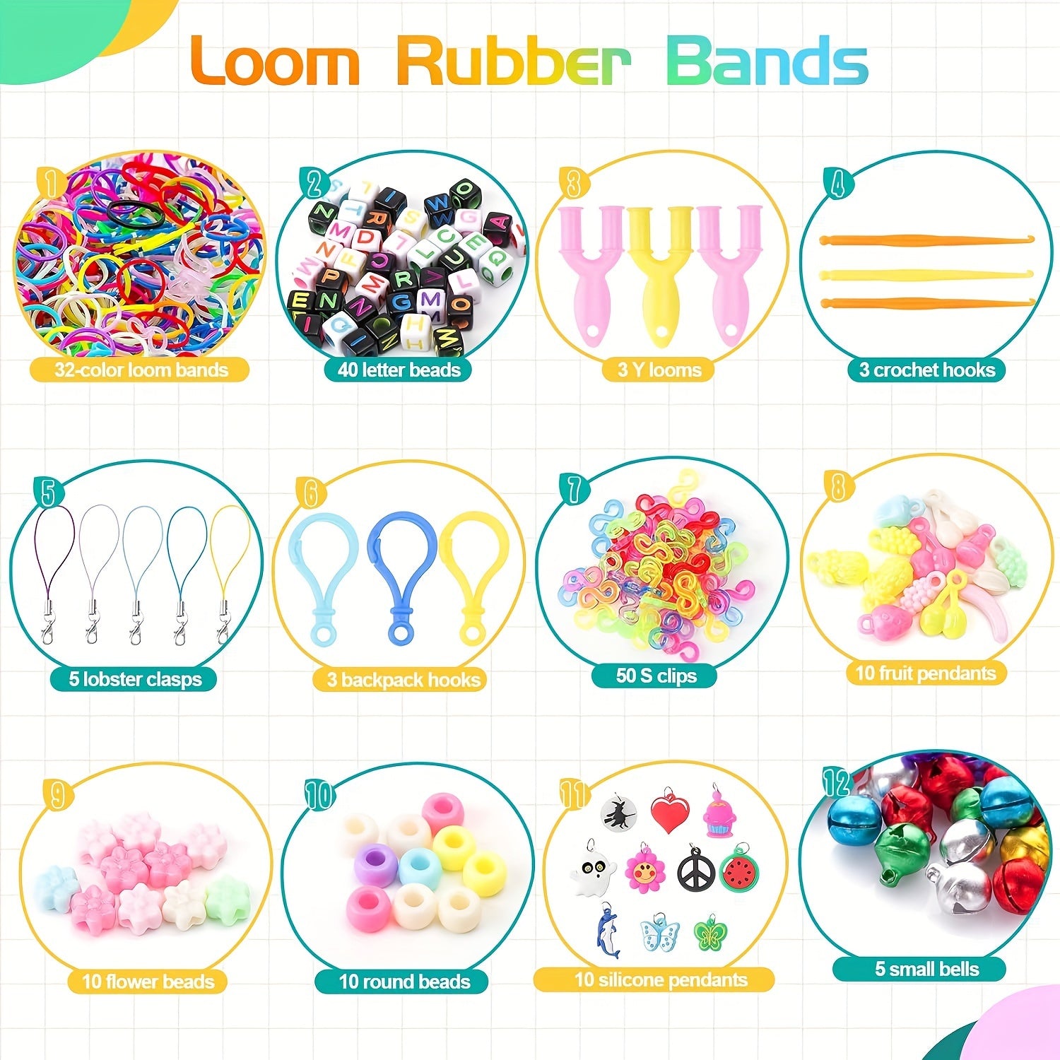 Набор для плетения пластиковых украшений с 40 сетками и 32 цветами для рукоделия