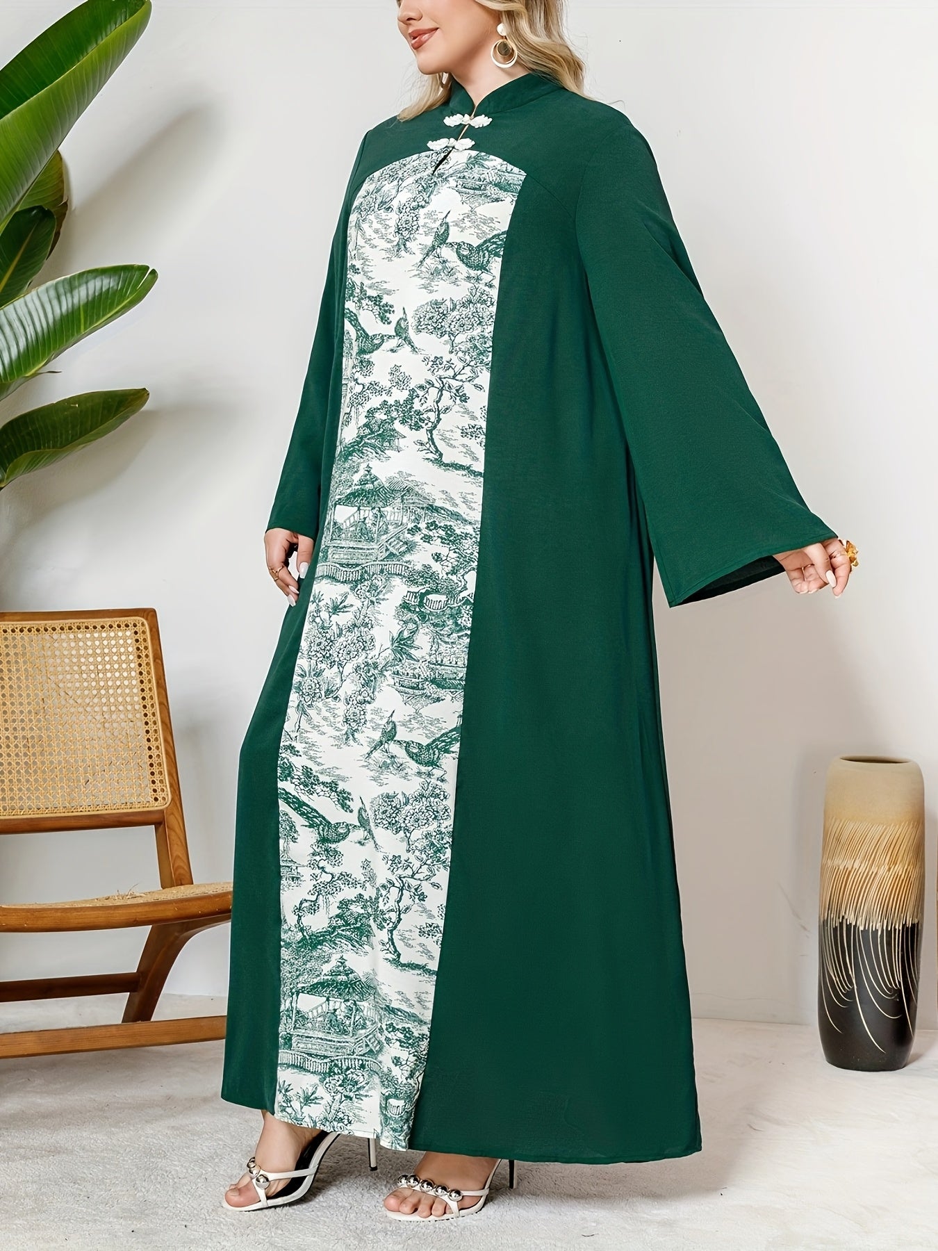 Women's Mandarain Collar Tunic Dress Polyester All-Season Loose Fit