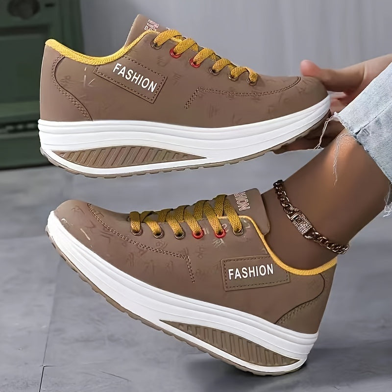 Women's Sneakers Synthetic Mesh Breathable Casual Low-Top Brown White Yellow