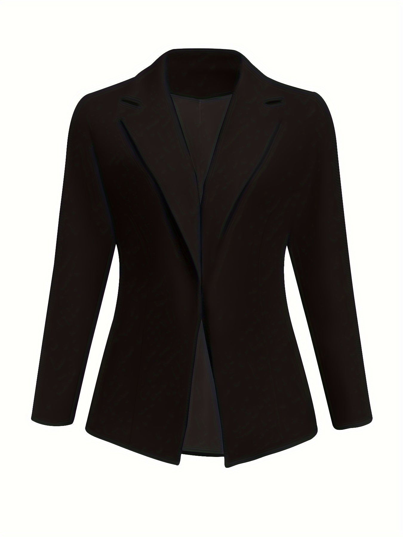 Ayollar uchun Elegant Plus Size Polyester Blazer - Yengil yaka, Bir rangli, Cho'zilmaydigan mato, To'qilgan, Bahor/Kuz modasi, Oddiy moslashuv bilan soxta tugmalar - 1 dona