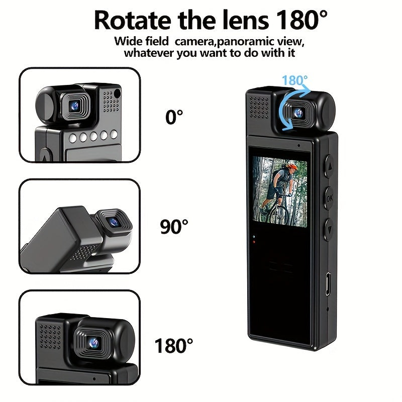 Portable Sports Action Camera 1080P HD Night Vision 180° Rotatable Lens