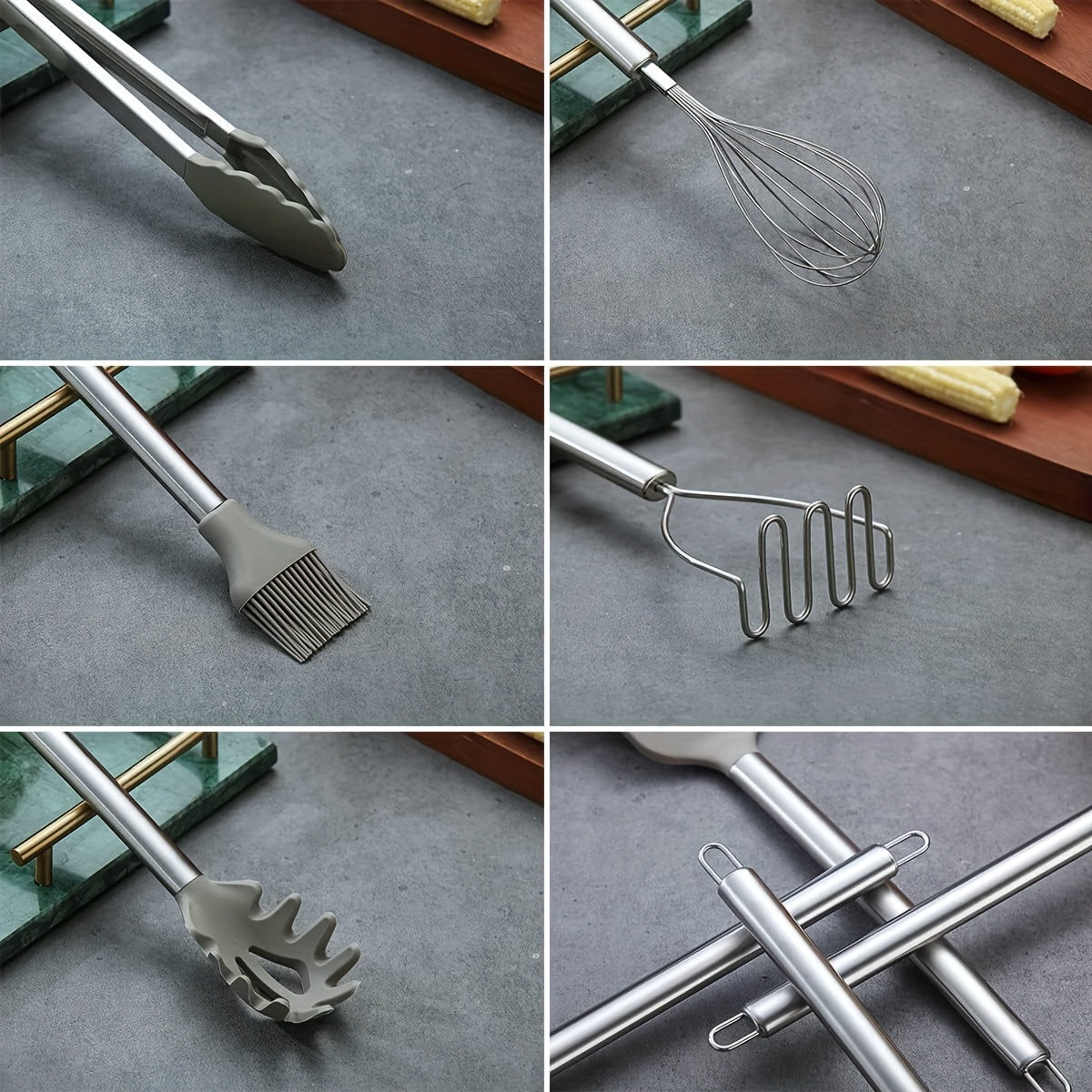 Juego de 39 utensilios de silicona antiadherente para cocina con soporte de acero inoxidable