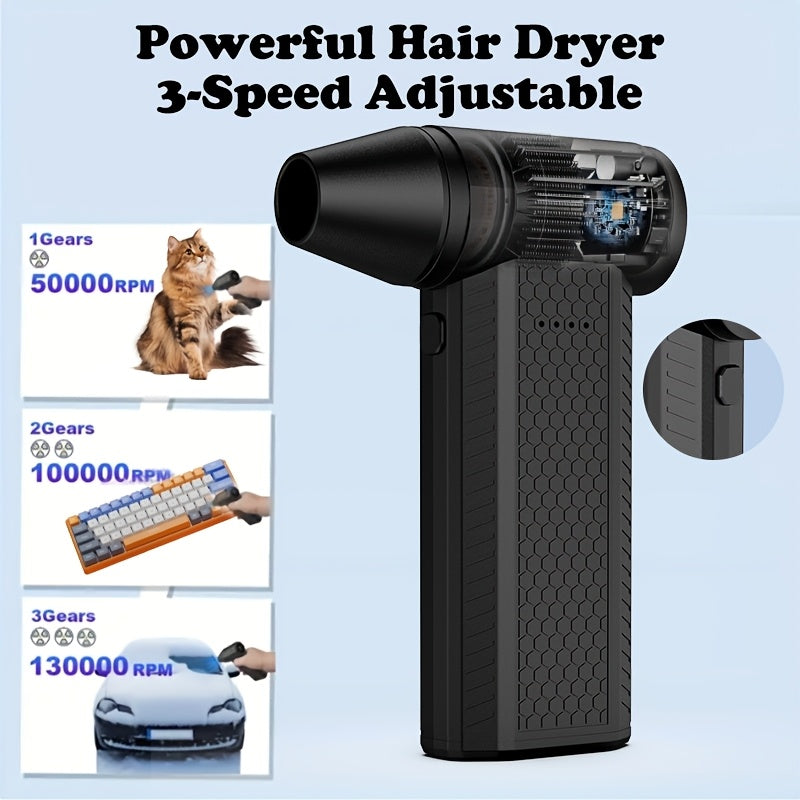 Electric Air Blower 130,000 RPM Turbo Fan 5W Rechargeable Lithium Battery