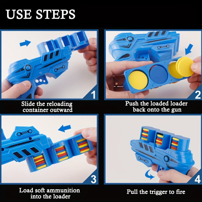 Foam Disk Launcher Toy for Kids Ages 3+ Indoor Outdoor Play Plastic Multicolor