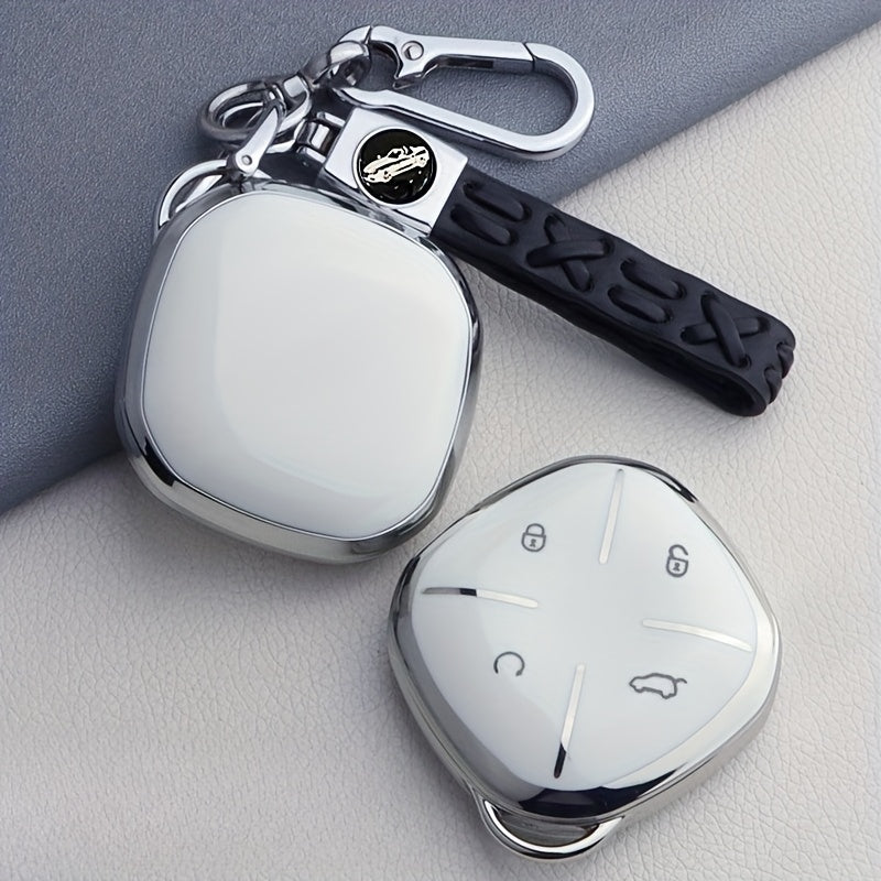 Universal TPU Car Key Fob Cover Anti-Fall Scratch-Resistant with Key Chain