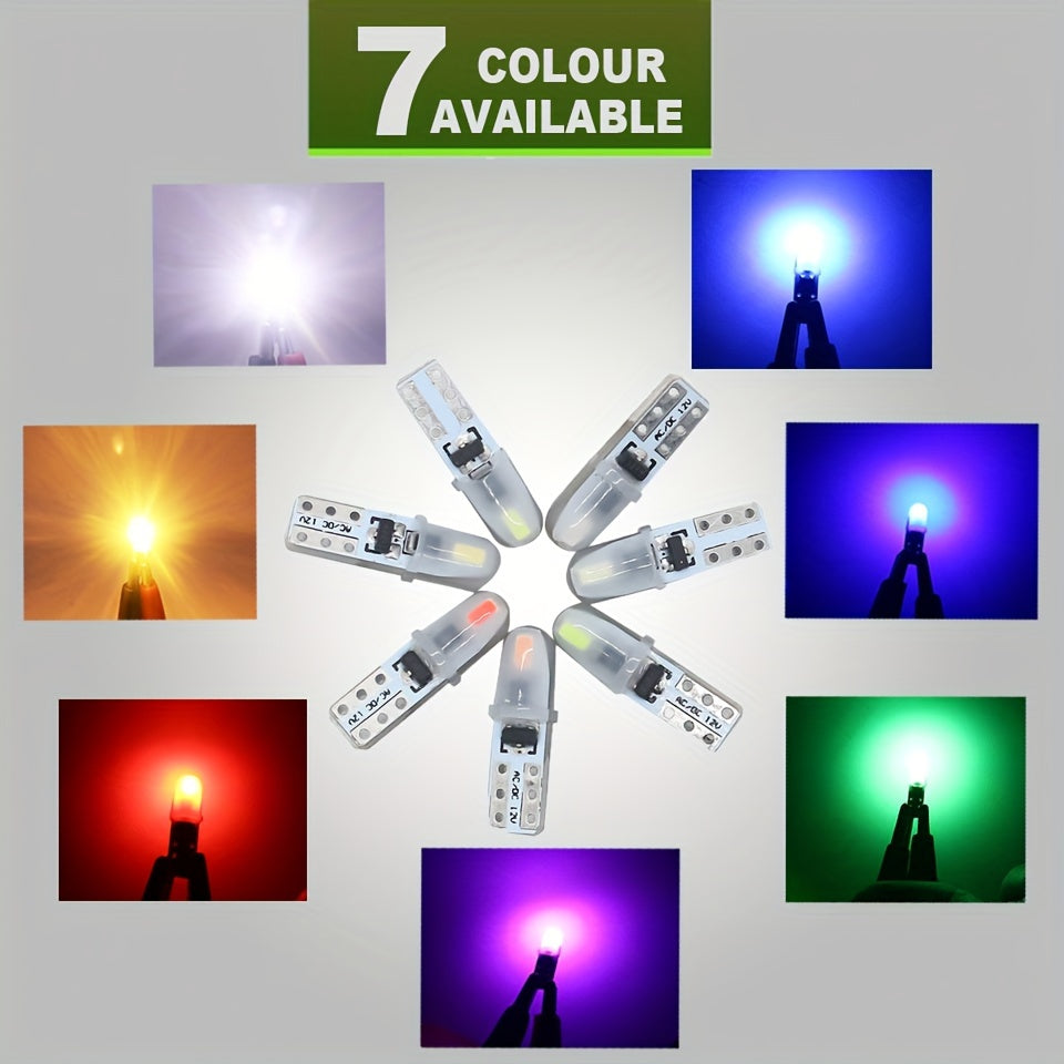 10Pcs T5 LED Indicator Wedge Light Bulbs for Car Dashboard Panel Red White