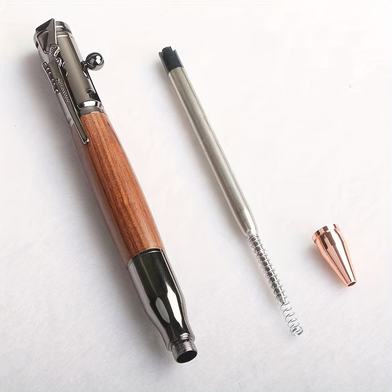 Leather Case Ballpoint Pen Set with Rosewood Holder and Retractable Tip for Business and Students