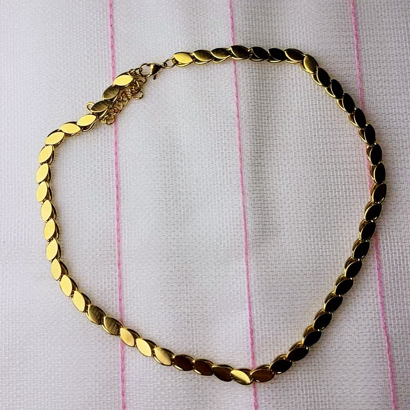 Gold-Plated Wheat Chain Necklace for Women Hip-Hop Style Stainless Steel