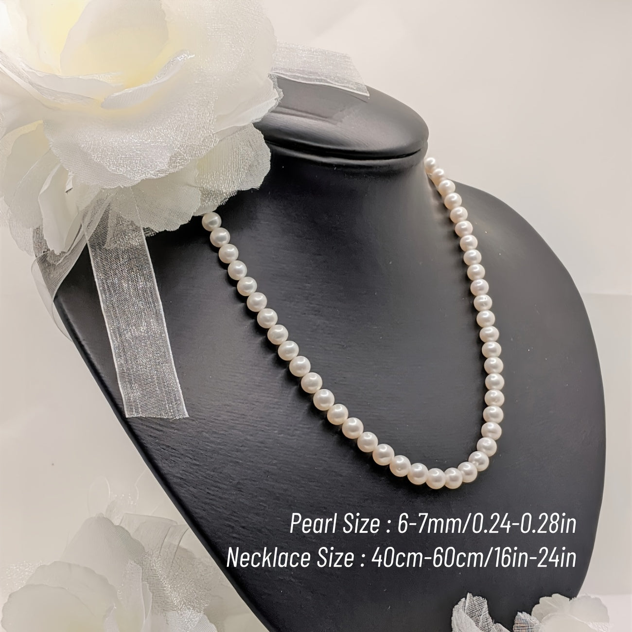 Freshwater Pearl Necklace for Women 6-7mm Round Gemstone Bridal Jewelry Wedding Gift