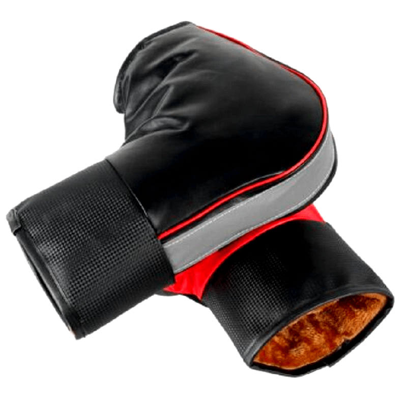 Motorcycle Handlebar Gloves Black Red Stitching Faux Leather Winter Riding