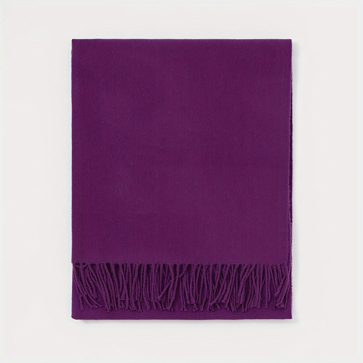 Women's Solid Color Scarf with Tassels Polyester Shawl for Casual Wear in Maroon Blue