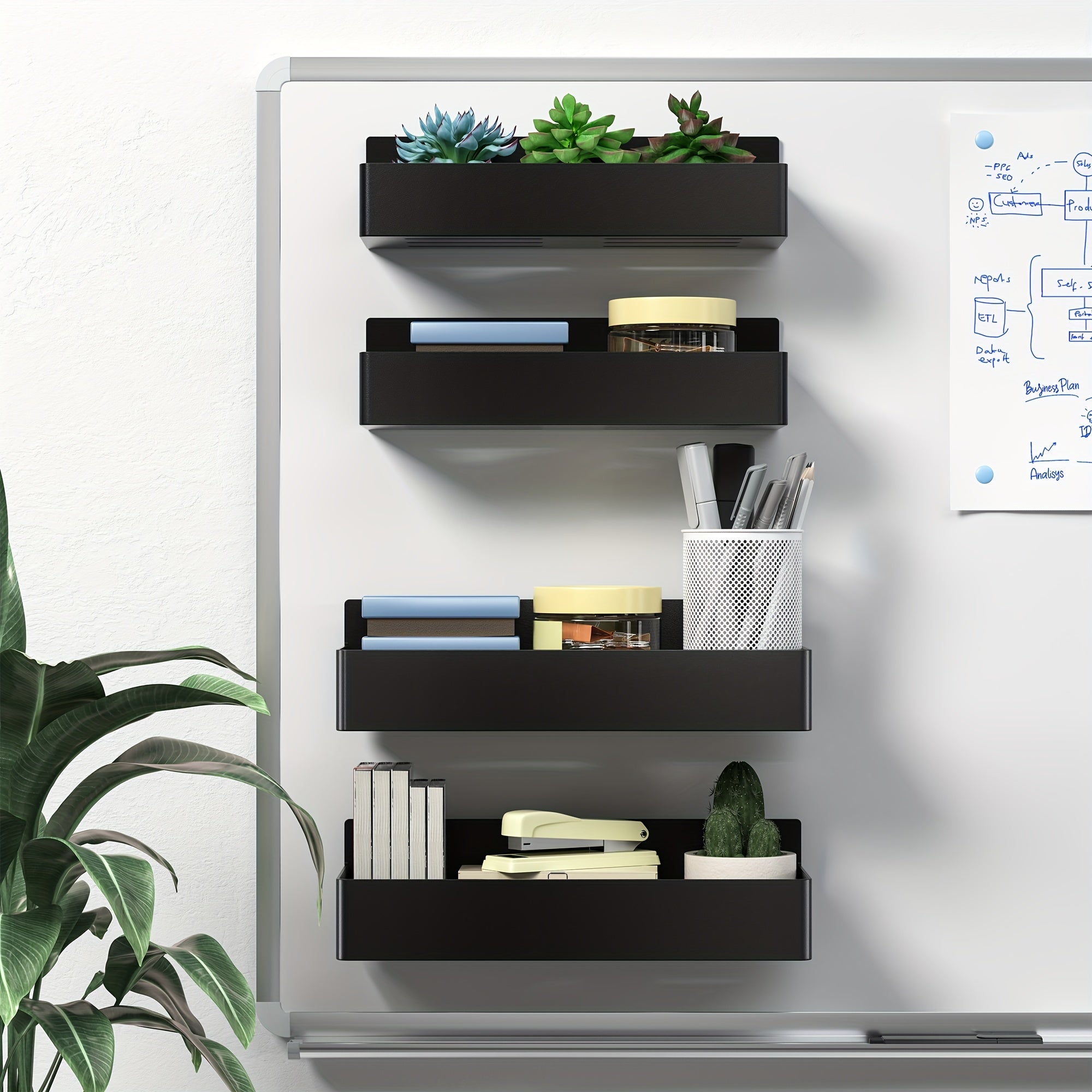 Plastic Magnetic Storage Rack for Refrigerator Doors and Walls Kitchen Bathroom Home Organization