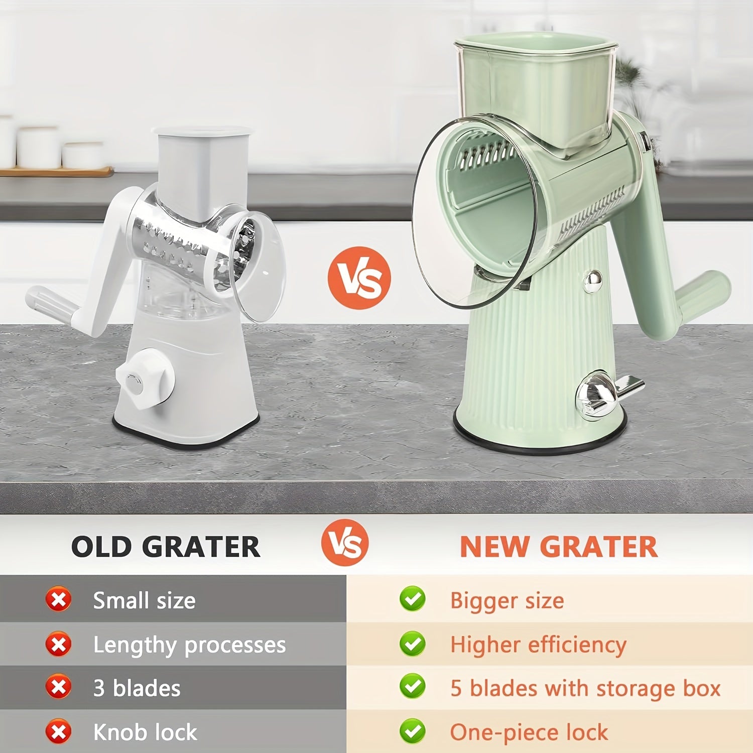 Multi-Functional 5-in-1 Vegetable Slicer with Grater Dicer Shredder and Storage