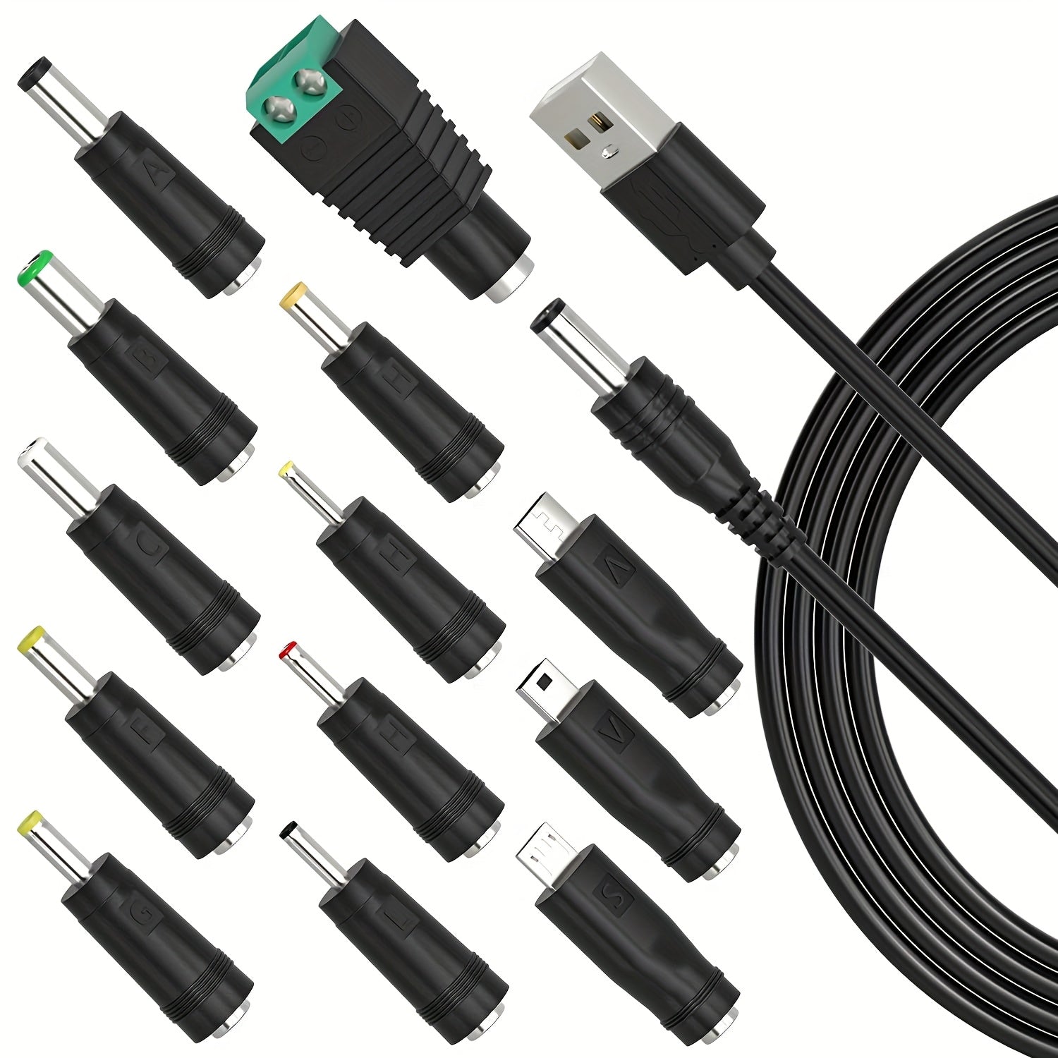 13pcs Universal Power Adapter with USB Cable and Connectors for Most Devices