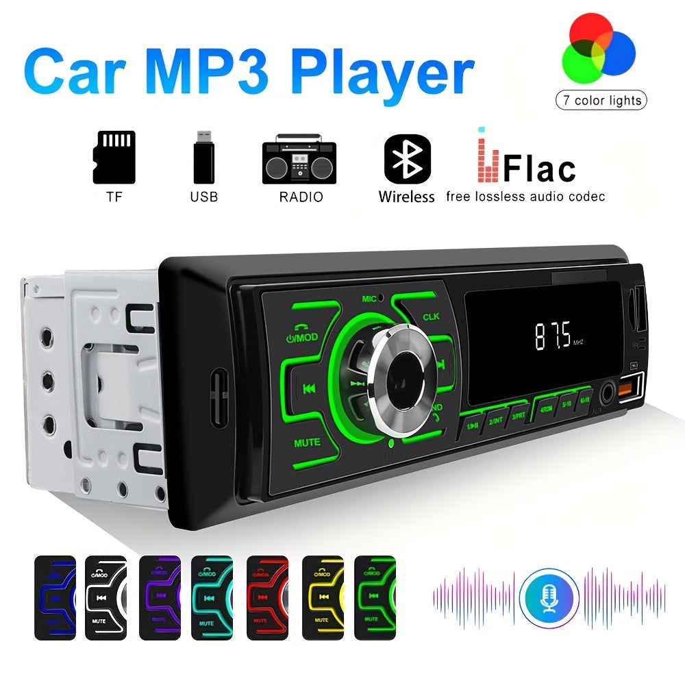 In-Dash Car Radio Stereo MP3 Player USB SD AUX Colorful Backlight