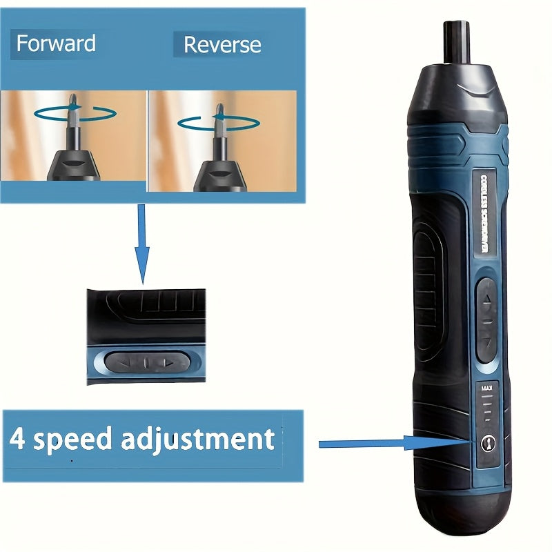 Cordless Electric Screwdriver with 1300mAh Lithium Battery Adjustable Torque and Speed