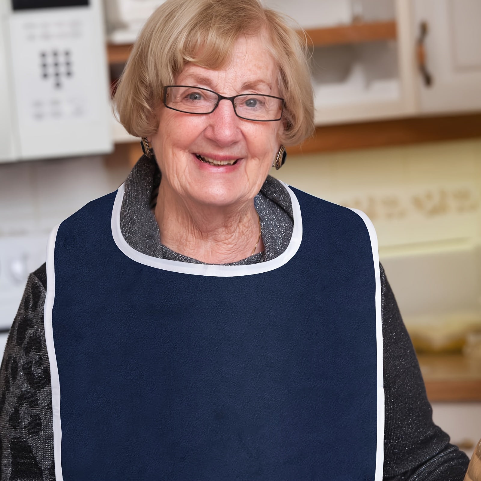 Adult Elderly Bib Soft Polyester Stain-Resistant Mealtime Cover