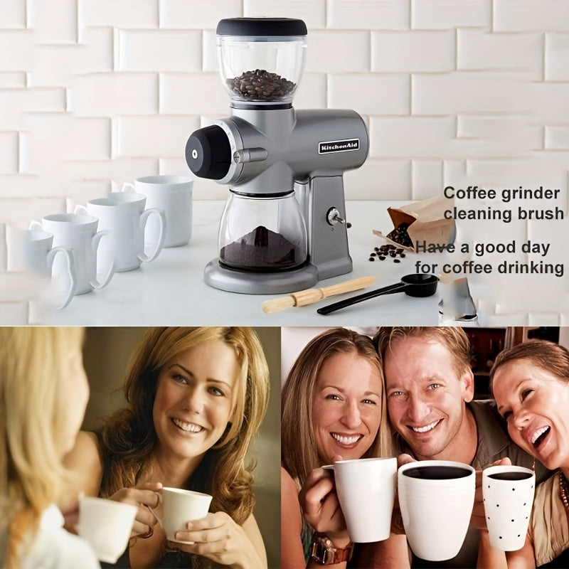 Щетки для чистки кофемолок и кофейной гущи с деревянной ручкой и натуральной щетиной из коровьего волоса, а также кисточка для выпечки.