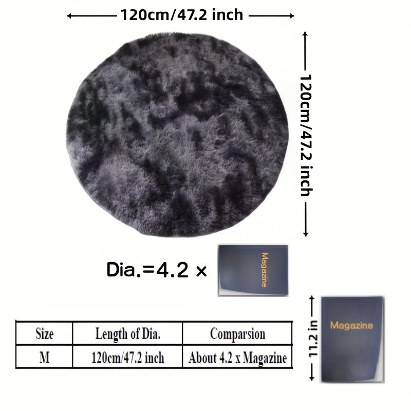 Ultra-Soft Plush Round Floor Mat Non-Slip Machine Washable Light Grey Black Grey