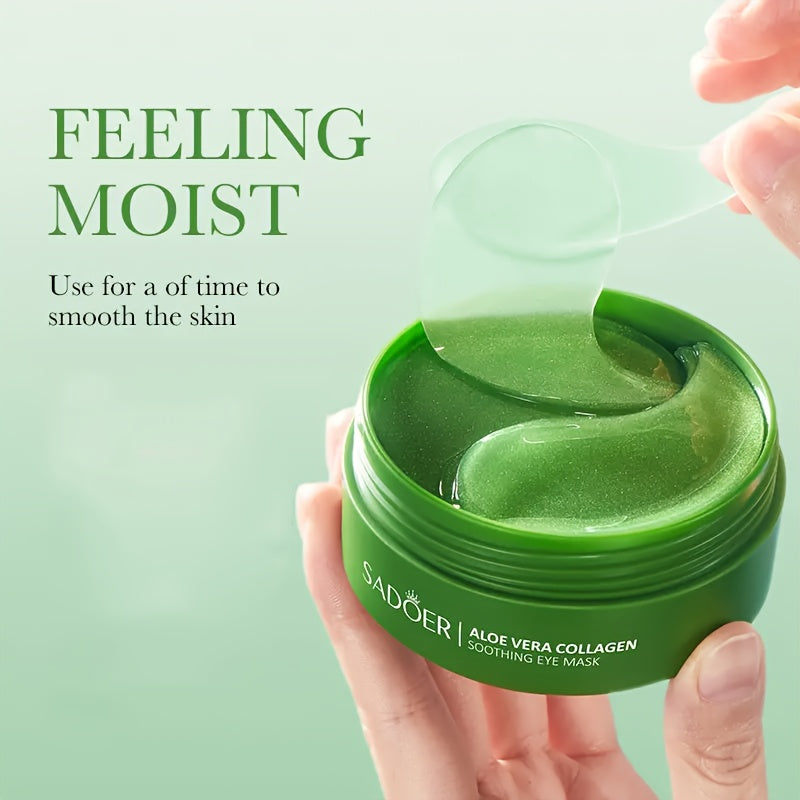 Unisex Unscented Aloe Vera Collagen Eye Mask Set for Moisturizing and Firming 2 Pack