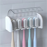 Wall Mounted Toothbrush Holder for Dorms and Showers Holds Up to 5 No Electricity