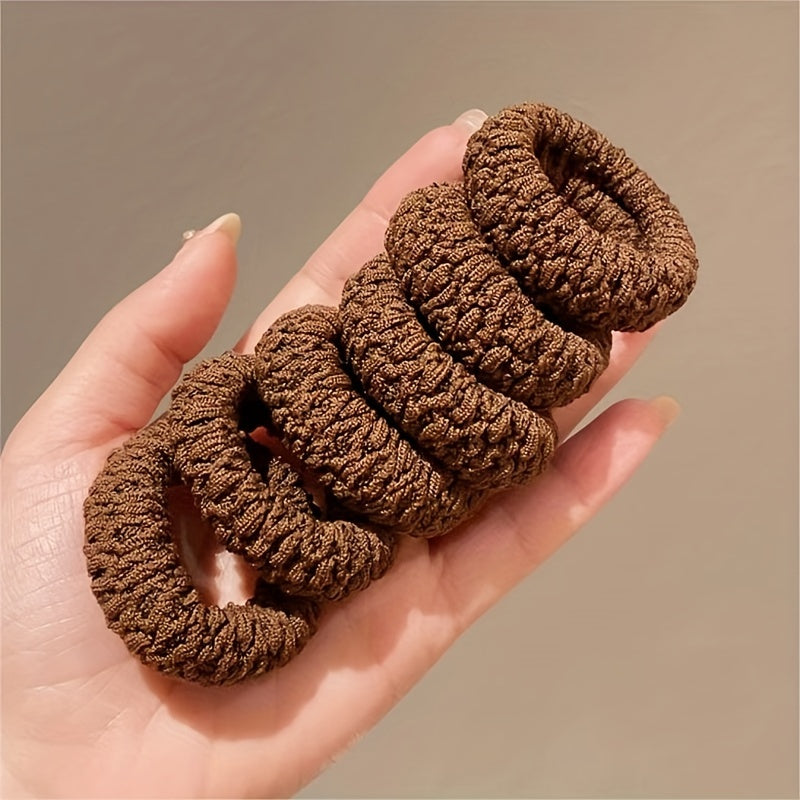 Scrunchies gruesos y anchos con textura y bandas elásticas para el cabello en marrón, blanco y beige