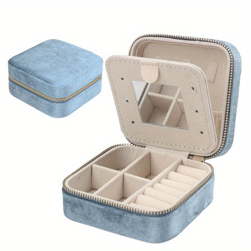 Мини переносная шкатулка для украшений с зеркалом для колец, ожерелий и гвоздиков