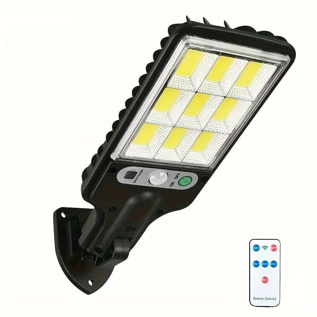 Solar-Powered LED Motion Sensor Security Light with Remote Control for Outdoor Spaces