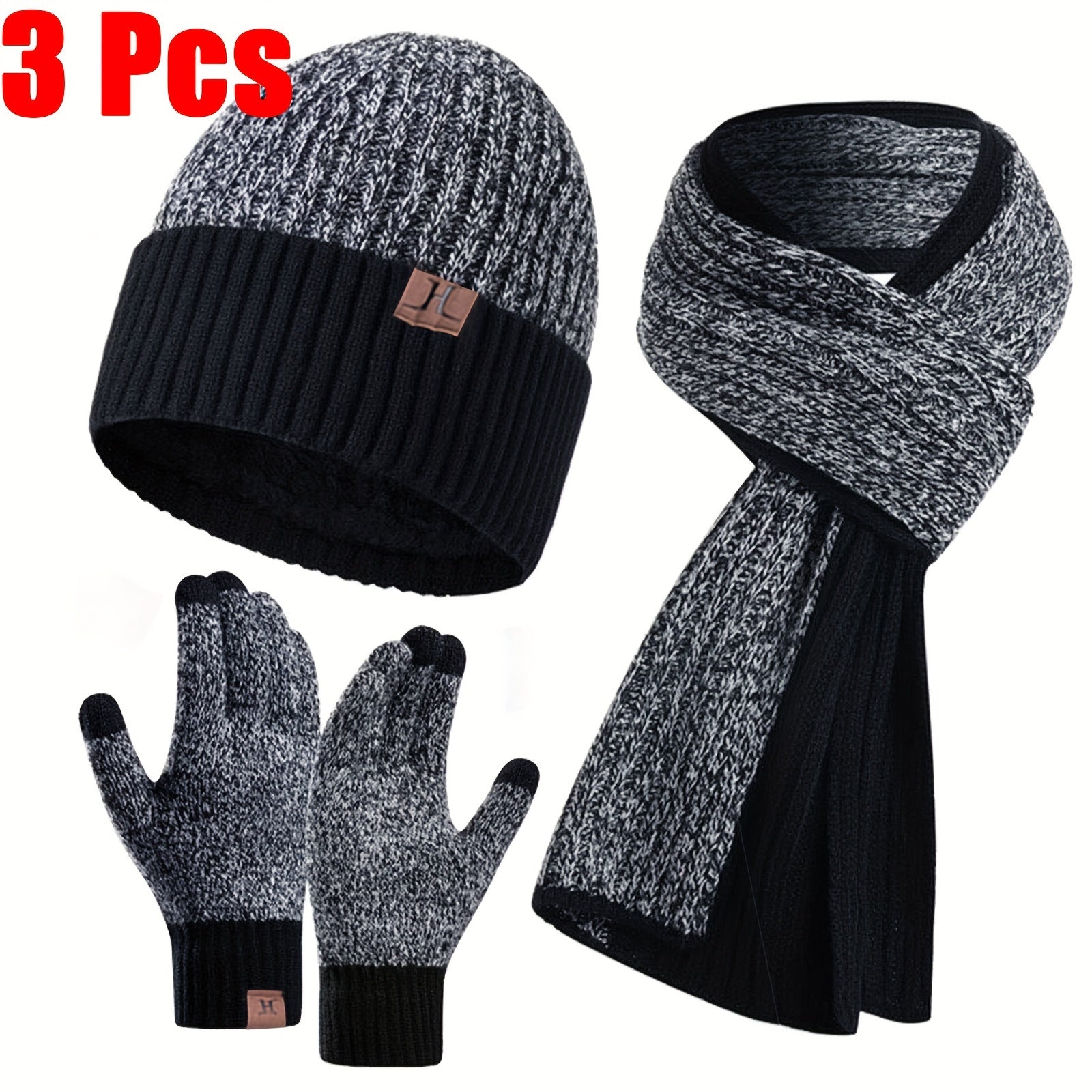 Knit Beanie Scarf Gloves Set Winter Accessories Warm Cozy Gift